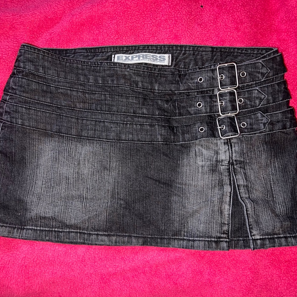 Black jean mini skirt